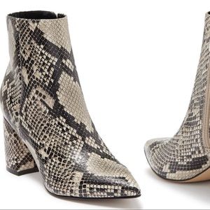 Marc Fisher Retire Snake Print Leather Bootie